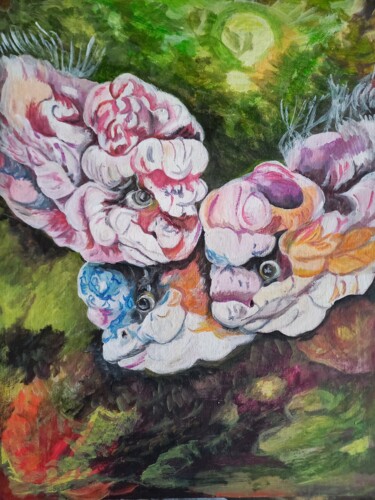 Картина под названием "Аквариум.Экзотическ…" - Tania Timakova, Подлинное произведение искусства, Гуашь