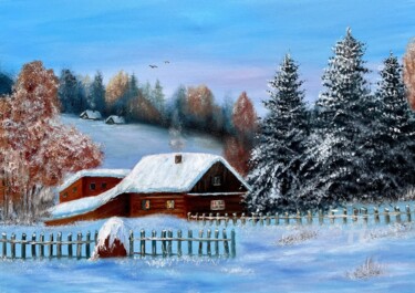 Pittura intitolato "Magic winters holid…" da Tanja Frost, Opera d'arte originale, Olio Montato su Telaio per barella in legno