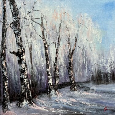 Картина под названием "Silvery Symphony" - Tanja Frost, Подлинное произведение искусства, Акрил Установлен на Деревянная рам…