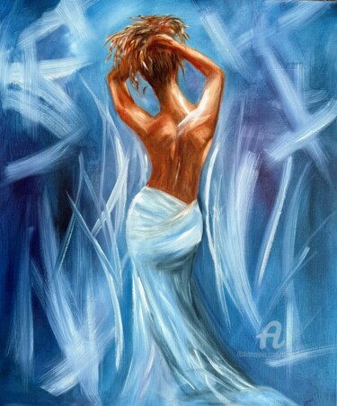 Картина под названием "Elegance in White:…" - Tanja Frost, Подлинное произведение искусства, Масло Установлен на Деревянная…