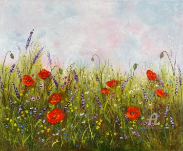 Peinture intitulée "Summer and flowers…" par Tanja Frost, Œuvre d'art originale, Huile