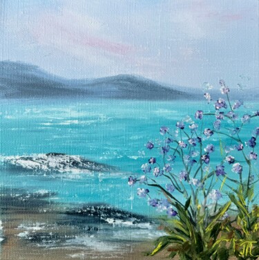 Painting titled "Tales of the Sea" by Tanja Frost, Original Artwork, Oil Mounted on Wood Stretcher frame