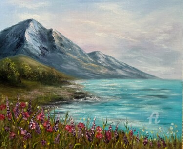 Painting titled "Beautiful place" by Tanja Frost, Original Artwork, Oil Mounted on Wood Stretcher frame