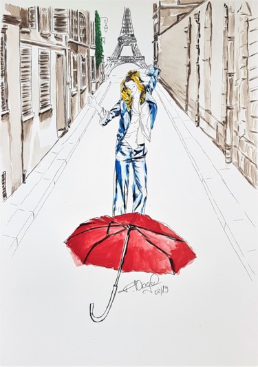 Drawing titled "enjoying #artistsup…" by Tanja Niegsch, Original Artwork, Gouache