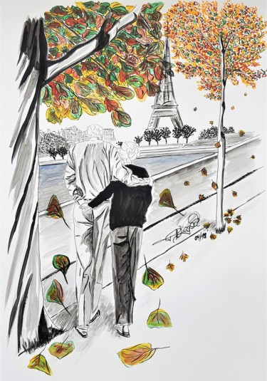 Drawing titled "autumn #artistsuppo…" by Tanja Niegsch, Original Artwork, Gouache