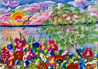 Peinture intitulée "Flowers 2" par Tanja Olsson, Œuvre d'art originale, Gouache