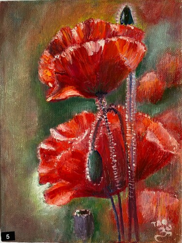 Peinture intitulée "Poppies red" par Tanja Olsson, Œuvre d'art originale, Huile