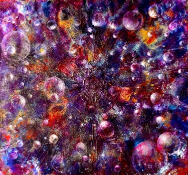 Ζωγραφική με τίτλο "Galaxy explosion red" από Tanja Olsson, Αυθεντικά έργα τέχνης, Ακρυλικό