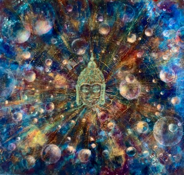 Ζωγραφική με τίτλο "Jade Buddha" από Tanja Olsson, Αυθεντικά έργα τέχνης, Ακρυλικό