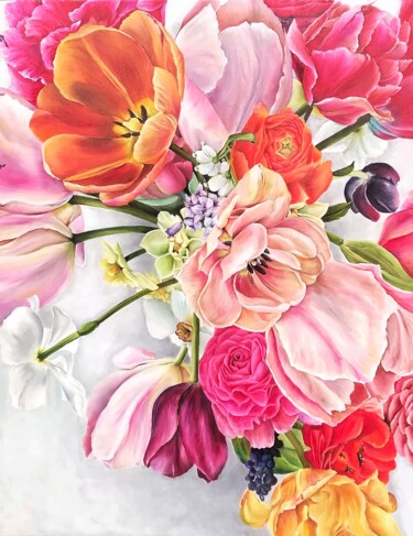 Painting titled "Beautiful bouquet o…" by Tanya Churey, Original Artwork, Oil