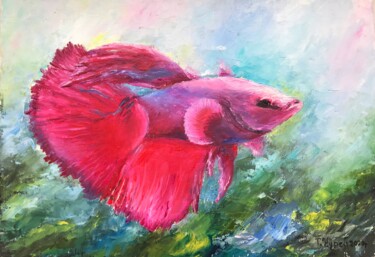 Painting titled "Rooster fish - ocea…" by Tanya Churey, Original Artwork, Oil
