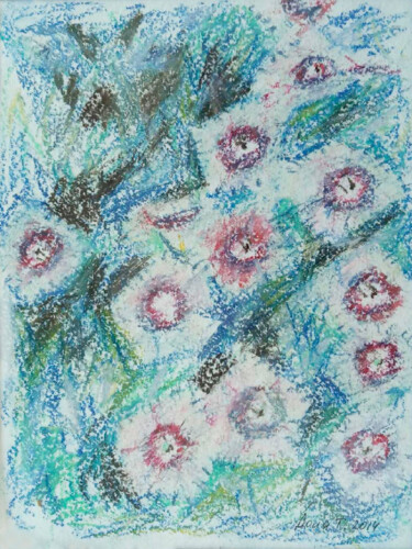 Peinture intitulée "Квіти гвозди́ки кита…" par Tanya Dolya, Œuvre d'art originale, Pastel Monté sur Autre panneau rigide