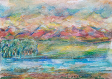 绘画 标题为“2 Red Mountains Lan…” 由Tanya Dolya, 原创艺术品, 水彩