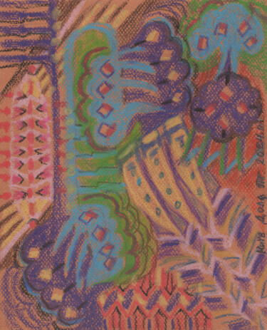 Malerei mit dem Titel "Strange flowers Abs…" von Tanya Dolya, Original-Kunstwerk, Pastell