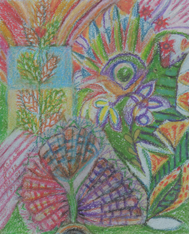 Malerei mit dem Titel "Flora in the style…" von Tanya Dolya, Original-Kunstwerk, Pastell