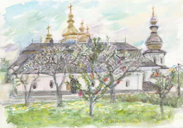 Картина под названием "Church of St. John…" - Tanya Dolya, Подлинное произведение искусства, Акварель