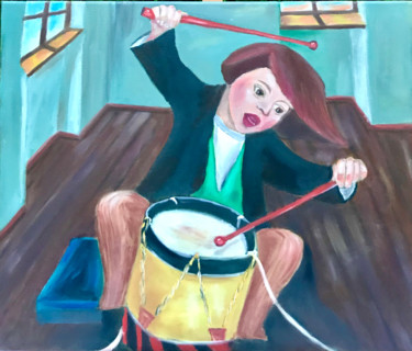 Картина под названием "Барабанщица" - Tanya Dulac, Подлинное произведение искусства, Масло