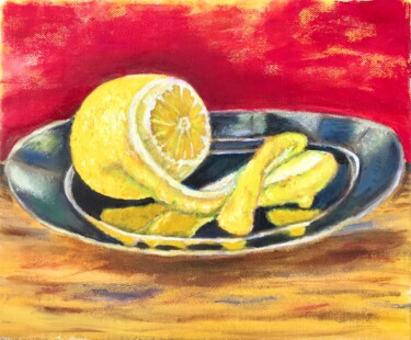 Pittura intitolato "Желтый лимон" da Tanya Dulac, Opera d'arte originale, Olio