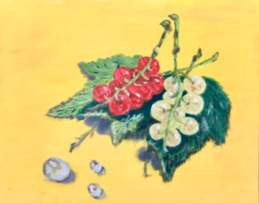 Malerei mit dem Titel "Ветка смородины" von Tanya Dulac, Original-Kunstwerk, Öl