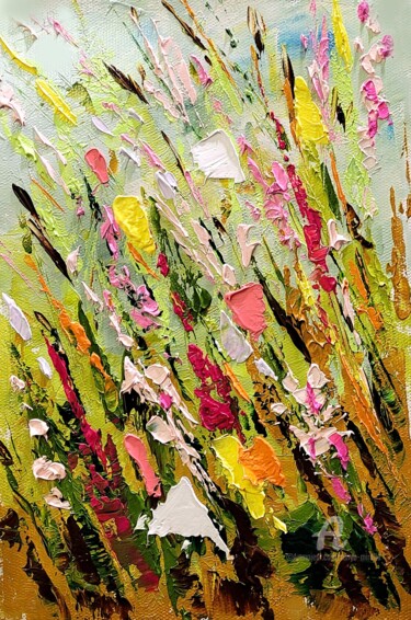 Malerei mit dem Titel "Spring Meadow Vibra…" von Tanya Mirelle, Original-Kunstwerk, Öl