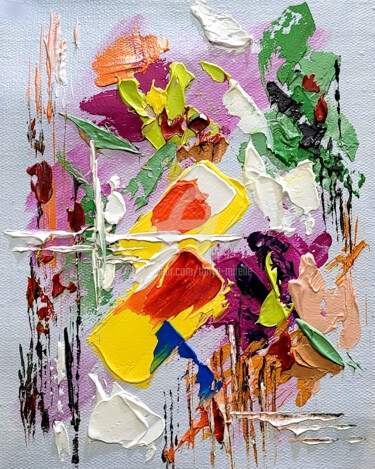 Schilderij getiteld "Colorful Garden - A…" door Tanya Mirelle, Origineel Kunstwerk, Olie