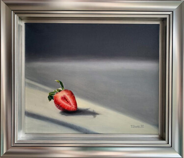 Painting titled "Half a strawberry" by Tanya Shark, Original Artwork, Oil
