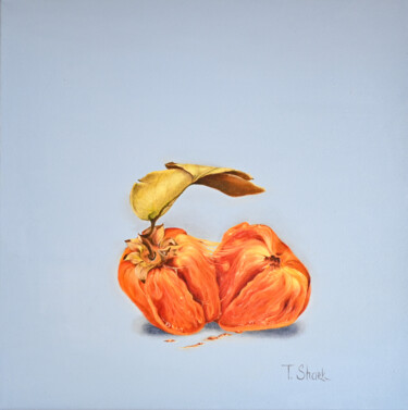 Painting titled "Torn persimmon" by Tanya Shark, Original Artwork, Oil