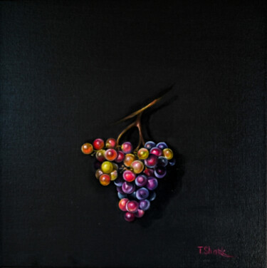 Painting titled "Bunch of grapes" by Tanya Shark, Original Artwork, Oil