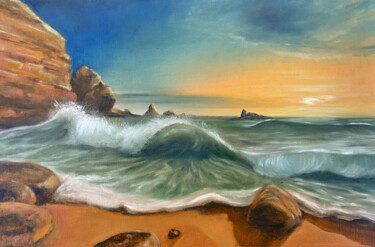 Painting titled "Seascape #6" by Tanya Shark, Original Artwork, Oil