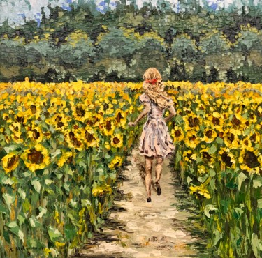 Painting titled "Sunflower run, Impa…" by Tanya Stefanovich, Original Artwork, Oil