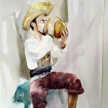 Ζωγραφική με τίτλο ""Hutsul"" από Tanya Yavorska, Αυθεντικά έργα τέχνης, Ακουαρέλα