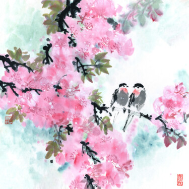 Painting titled "Spring Lasts Forever" by Taobishu, Original Artwork, Pigments