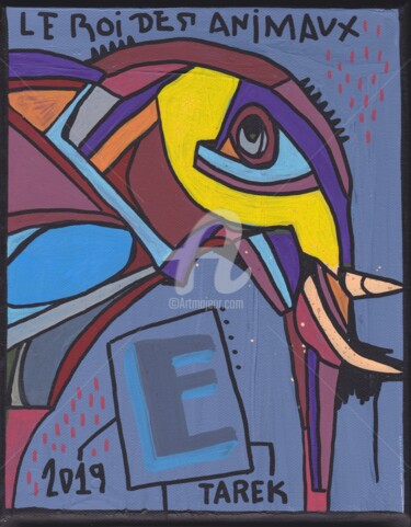 Painting titled "Eléphant" by Tarek Ben Yakhlef, Original Artwork, Acrylic