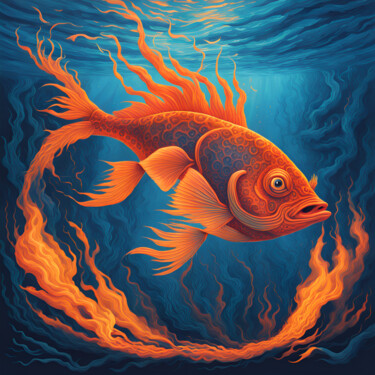 Digitale Kunst getiteld "D. Fish" door Tarkanm, Origineel Kunstwerk, AI gegenereerde afbeelding