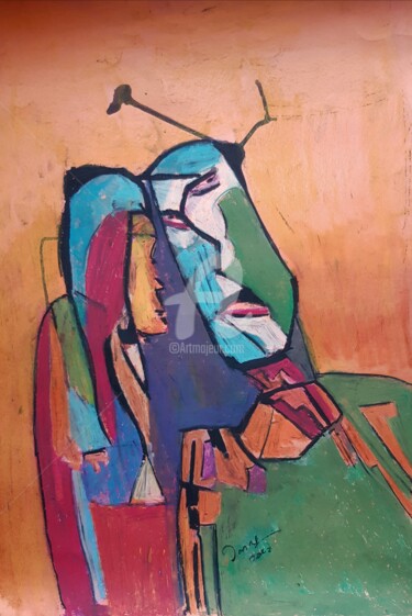 Schilderij getiteld "Lovers" door Tashfeen Rizwan, Origineel Kunstwerk, Pastel