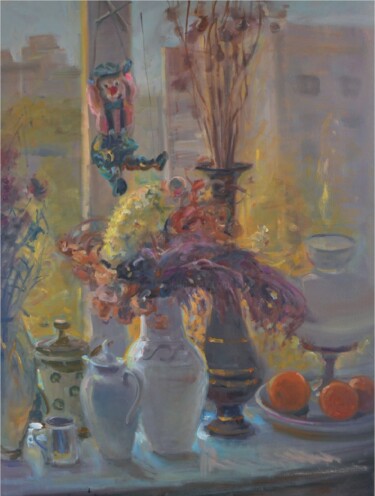 Painting titled "В позолоте осени" by Tat Ana Paola, Original Artwork, Oil