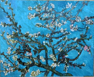 Painting titled "A branch of floweri…" by Tatiana Brester, Original Artwork, Oil