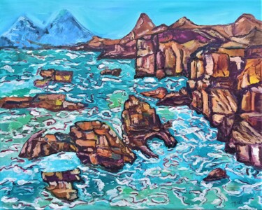 Peinture intitulée "Rocks and sea" par Tatiana Brester, Œuvre d'art originale, Huile