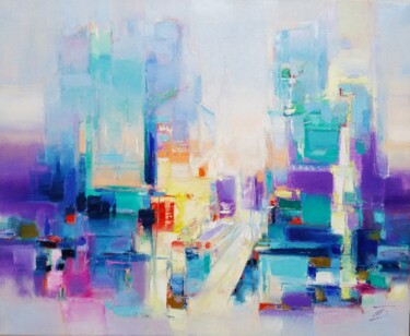 Peinture intitulée "Street lights" par Tatiana Bugaenko, Œuvre d'art originale, Huile