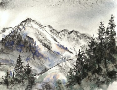 绘画 标题为“Kazakhstan mountains” 由Tatiana Bykova, 原创艺术品, 水彩