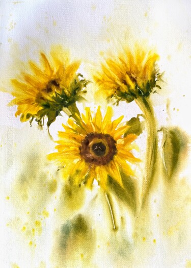 Painting titled "Sunlit symphony" by Tatiana Bykova, Original Artwork, Watercolor