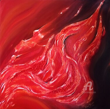 Картина под названием "RED DRESS FIRE (SER…" - Tatiana Fox'Tena, Подлинное произведение искусства, Масло Установлен на Дерев…