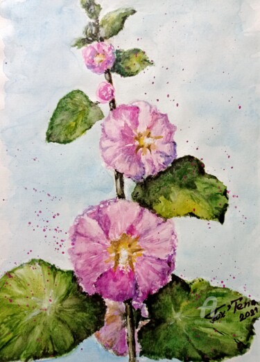 Painting titled "Mallow" by Tatiana Fox'Tena, Original Artwork, Watercolor