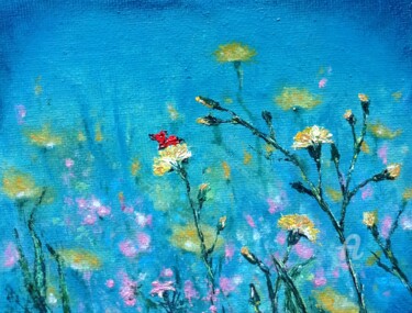 Painting titled "Meadow flowers" by Tatiana Fox'Tena, Original Artwork, Oil