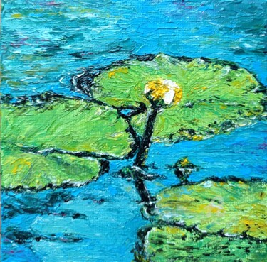 Pintura intitulada "Yellow water lily" por Tatiana Fox'Tena, Obras de arte originais, Óleo