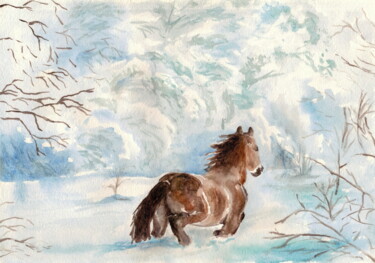 "Winter horse" başlıklı Tablo Tatiana Ianciu tarafından, Orijinal sanat, Suluboya
