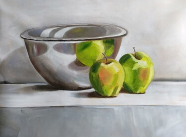 Painting titled "Green apples" by Tatiana Karchevskaya, Original Artwork, Oil