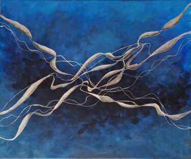 Peinture intitulée "Blue and silver (1)" par Tatiana Karchevskaya, Œuvre d'art originale, Acrylique