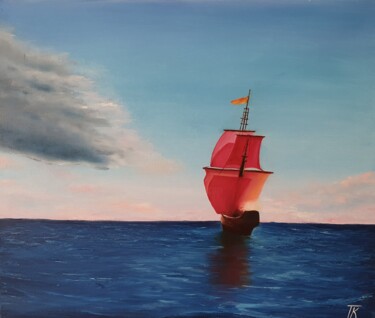 Pittura intitolato "Scarlet Sails" da Tatiana Karchevskaya, Opera d'arte originale, Olio Montato su Telaio per barella in le…