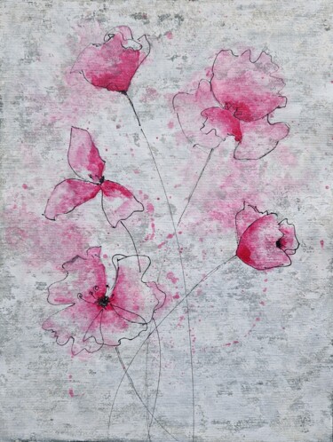 Schilderij getiteld "Flowers (1)" door Tatiana Karchevskaya, Origineel Kunstwerk, Acryl